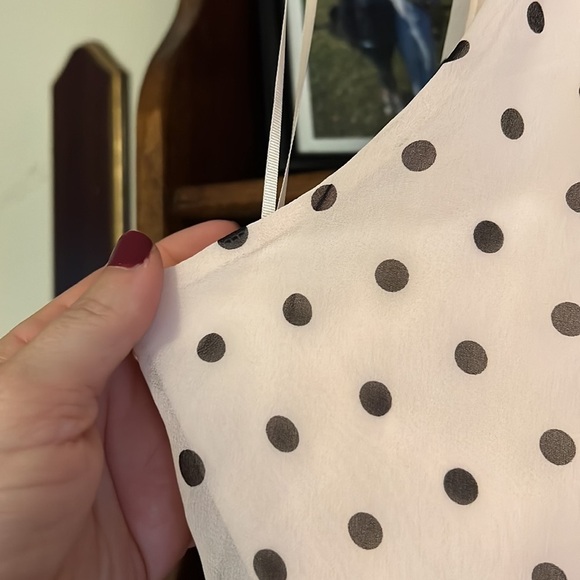 EXPRESS Pastel Pink/Brown Polka Dot Sheer Lined Halter Top, Size Small, GUC. - Picture 4 of 7